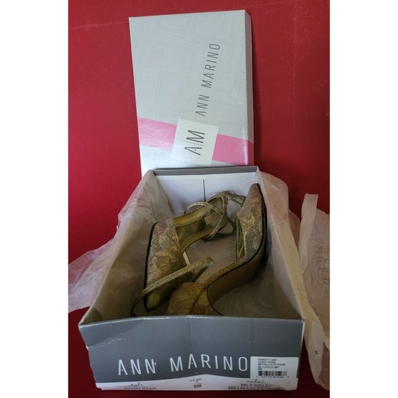 An Marino Shiny Star Metallic Python MLT Gold Size 8 High Heel Shoes - Picture 2 of 7